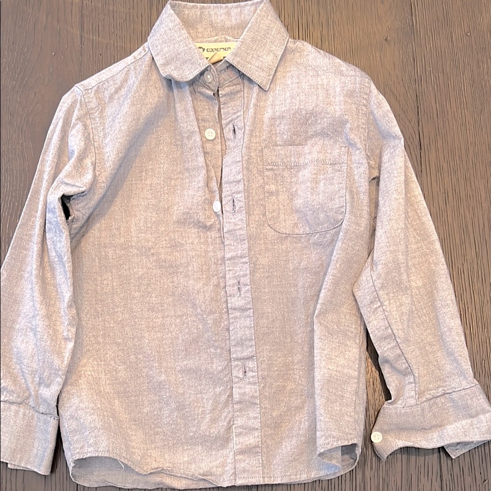 Kids  Boys Gray Boue Button-Up Shirt - dress shirt Appaman size 5